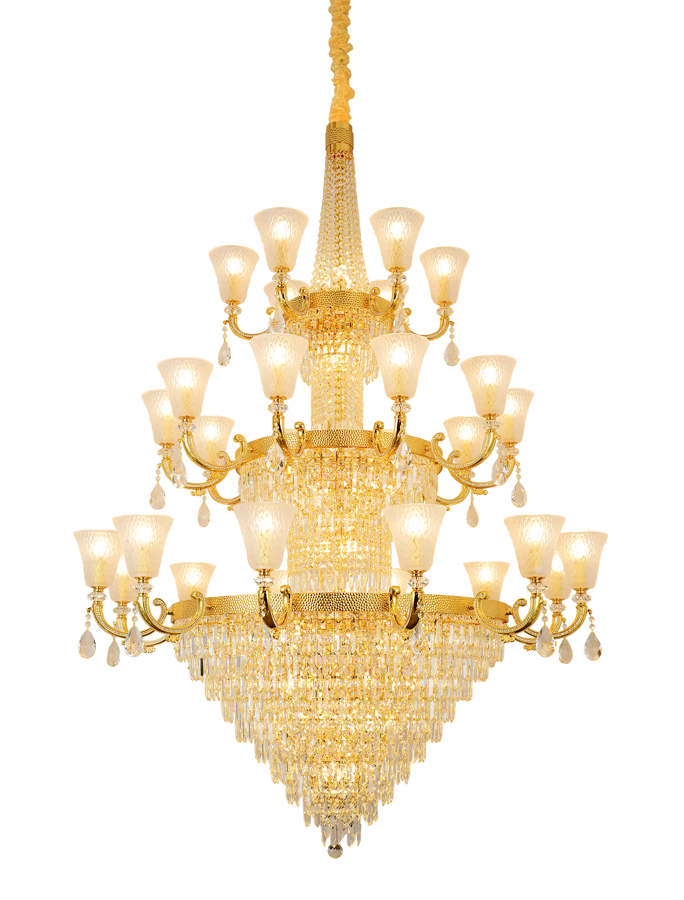 Lampadario dorato a più livelli